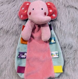 Taggies Pink Teal Blue Green Elephant Security Blanket LOVEY with rattle
